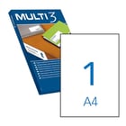 Multi3 Embalagem de 500 etiquetas brancas com rebordo reto, tamanho 210,0X297,0mm, com adesivo permanente para múltiplas utilizações - Multi3 199541