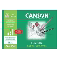 Papel Vegetal A4 95g Canson Basik Minipack 12Fls - Canson 1834713