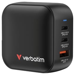 VERBATIM CARREGADOR MINI GAN 70W 2x USB-C 1x USB-A BLACK - Verbatim 32229