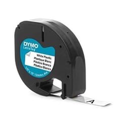 Fita de etiquetas original Dymo LetraTag S0721610/S0721660 para impressora de etiquetas - Texto preto sobre fundo branco - Largura 12 mm x 4 metros (91201/91221) - Dymo S0721660