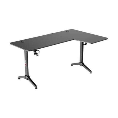 Muvip PRO1300 Gaming Table Fibra de carbono em forma de L à direita - Sólida - Superfície grande - Suporte para copos - Gancho para auscultadores - Medidas 160x100x75cm - Cor preta - Muvip MV0355