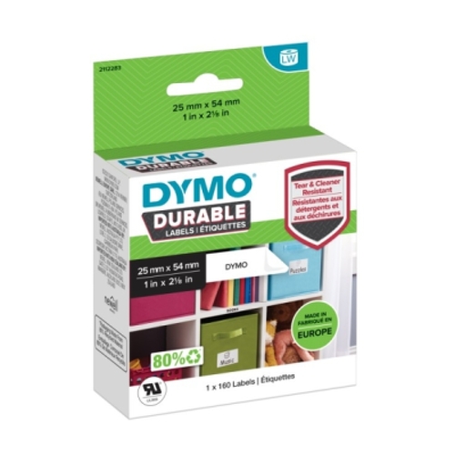 Dymo Durable Pack of 160 Original Labelling Machine Labels - Texto preto sobre fundo branco - 25mmx54mm - 2112283 - Dymo 2112283