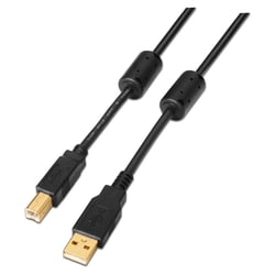 Cabo de impressora USB 2.0 de alta qualidade Aisens com ferrite - macho tipo A para macho tipo B - 3,0 m - cor preta - Aisens A101-0010