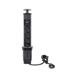 Tomada Tripla POP-UP de Secretária 2 x USB - SCHUKO - Perel VELEBP03LUSB-G