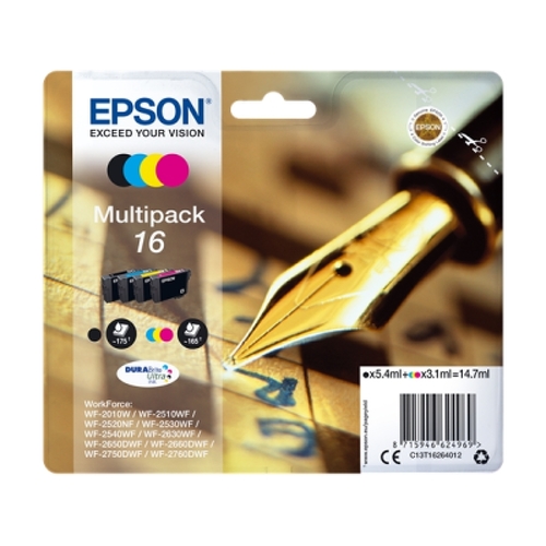 Pacote com 4 cartuchos de tinta originais Epson T1626 - C13T16264012 - Epson C13T16264012
