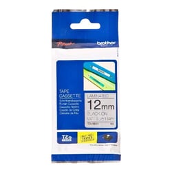 Fita laminada. Texto preto sobre fundo prateado mate. Largura: 12 mm. Comprimento: 8 m - Brother TZe-M931