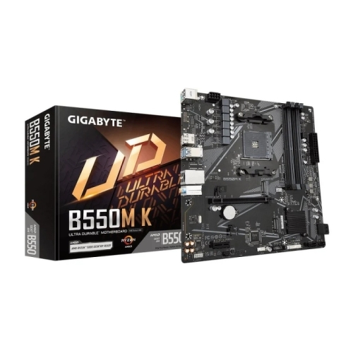 Placa-mãe Gigabyte B550M K AMD AM4 4xDDR4 - M.2, SATA, PCIe 4.0 - HDMI, DisplayPort, RJ-45, USB 3.2 - MicroATX - Gigabyte B550M K