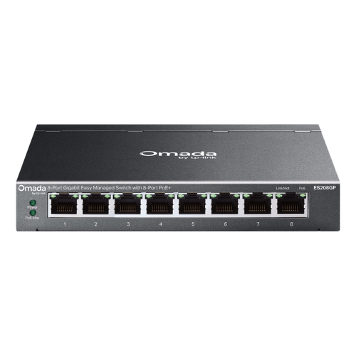 TP-Link Switch Omada de 8 portas Gigabit de gestão simplificada com 8 portas PoE+ - TP-Link ES208GP