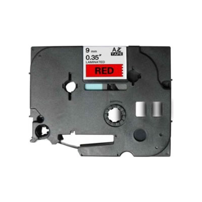 Fita laminada compatível com TZe-421. Texto preto sobre fundo vermelho. Largura: 9 mm. Comprimento: 8 m - Brother TZe-421 (Compatível)