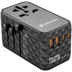 VERBATIM CARREGADOR ADAPT VIAGEM GANIII 2xUSB-C 2xUSB-A PD100W - Verbatim 32121