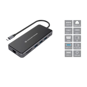 CONCEPTRONIC DOCK USB-C TRIPLE DISPLAY 12 IN 1 HDMI VGA RJ45 USB3 PD 100W - Conceptronic 110518207101