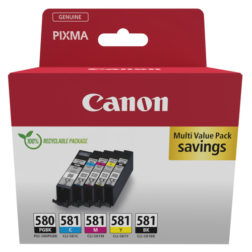 Tinteiro CANON Multipack PGI-580BK / CLI-581 C/M/Y/BK - Canon 2078C007