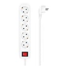 Soquetes Base Múltipla Aisens 5 com Interruptor com Cabo 3×1,5mm2 - 1,4m - Cor Branca - Aisens A154-0651