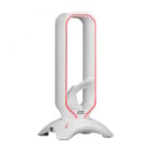 Mars Gaming MHHPRO Acessório 3 em 1 - Suporte para auscultadores - Rato com elástico - 2 portas USB 3.0 - 10 modos de iluminação RGB Flow - Controlo tátil - Branco - Mars Gaming 295817