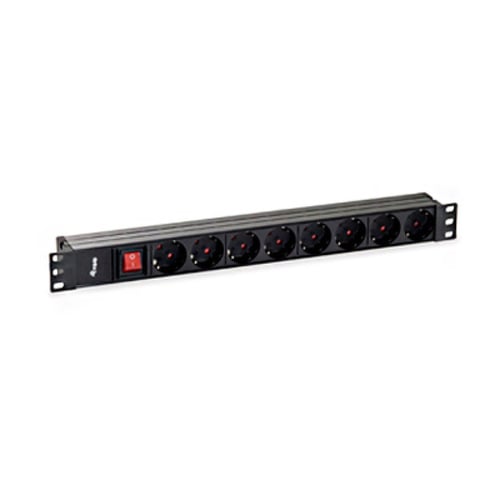 Equipar 8 Shucks Power Strip para montagem em rack 19" 1U - Interruptor liga/desliga - Cabo de 1,80m - Equip EQ333283
