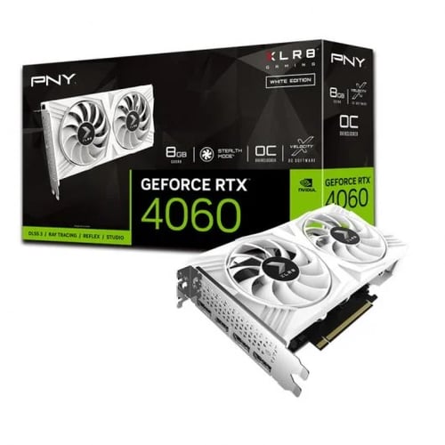 Placa gráfica PNY GeForce RTX 4060 OC XLR8 Verto Ed. Branca 8GB GDDR6 Ventilador duplo - PCIe 4.0, HDMI, DisplayPort - PNY 234312