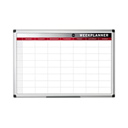 Quadro Branco 90x60cm Magnético Plano Semanal GA0333170 (em inglês) e com Serigrafia a Cores - Bi-Office 340GA0333170