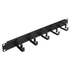 Organizador de cabos de metal Aisens com 5 anéis - 19" 1U - cor preta - Aisens A141-0309