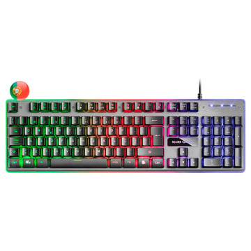 Mars Gaming Gaming Keyboard MK220 - Tecnologia H-MECH - Iluminação FRGB Rainbow - Painel em alumínio - Base em ABS reforçado - Português - Cor preta - Mars Gaming 235602