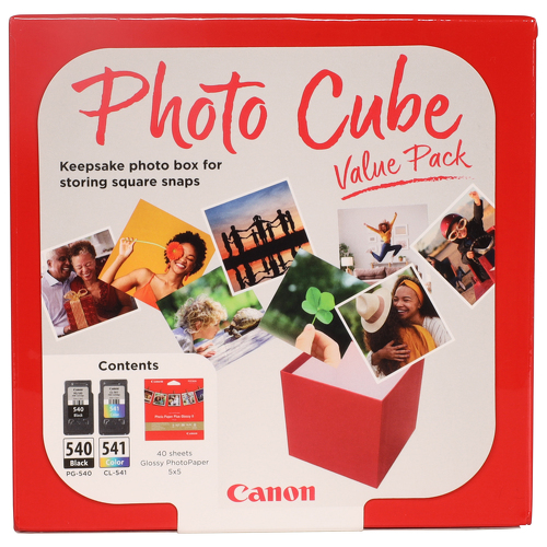 PG-540/CL-541 Photo Cube Value Pack - 5x5 Phot Paper(PP-201 40sheets) + Black & Colour Cartridges - Canon 5225B012