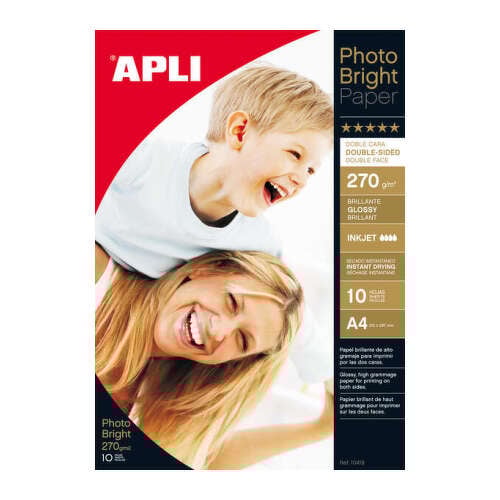 Apli Papel Fotografico Photobright Doble Cara A4 270g 10 Hojas - APLI 10419