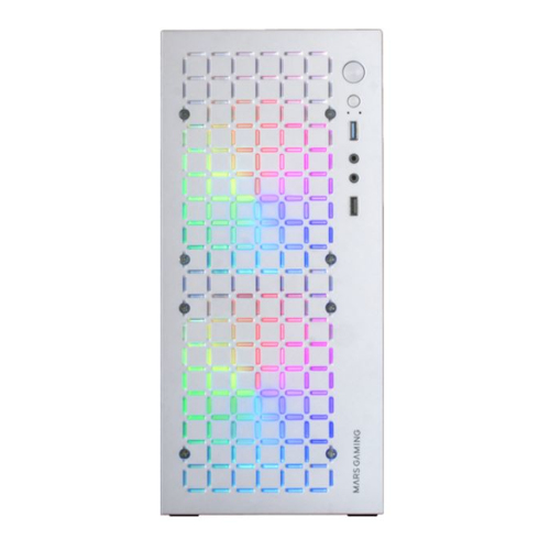 Caixa MARS GAMING MC-CORE FULL METAL MICRO-ATX CASE, GLASS, FRONT MESH, 2X 120MM FRGB FAN, WHITE - Mars Gaming MCCOREW