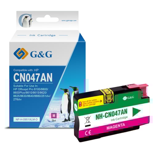 G&G HP 951XL Magenta Cartucho de Tinta Compatível, 27 ml - Tinteiro Compatível CN047AE/CN051AE