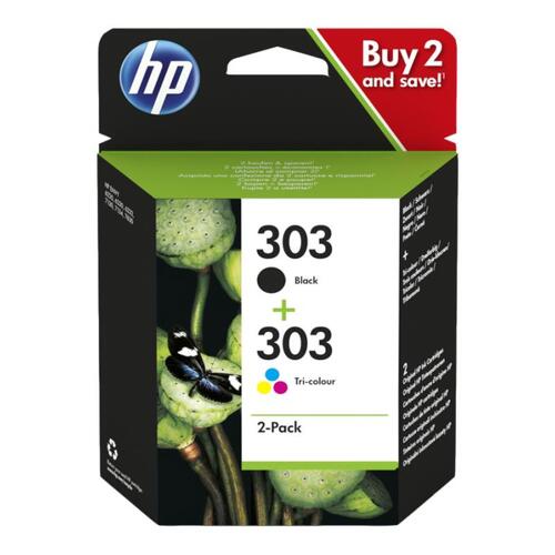 Pacote de 2 cartuchos de tinta originais HP 303 preto + colorido - 3YM92AE - HP 3YM92AE