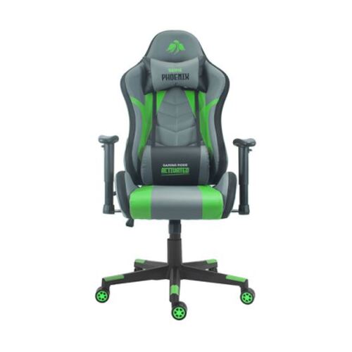 Cadeira Gaming Premium Cromad - Base 350mm - Pistão a gás Classe 2 - Ajustável em altura - Hastes de nylon 60mm - Preto/Verde - Cromad 240307