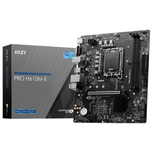 MSI PRO H610M-E LGA1700 2xDDR5 VGA/HDMI mATX MB - MSI 911-7D48-070