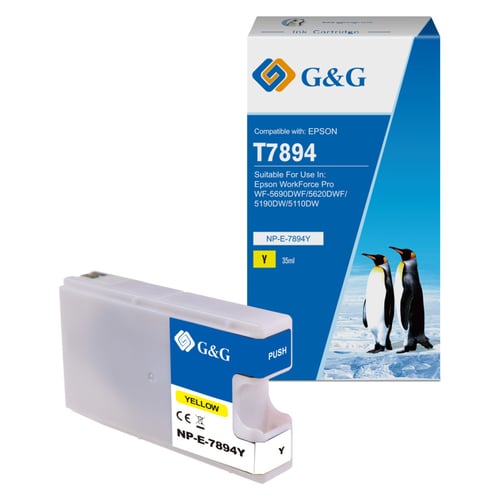 G&G Epson T7894/T7904/T7914 Amarelo Cartucho de Tinta Compatível, 35 ml - Tinteiro Compatível C13T789440/C13T79044010/C13T79144010