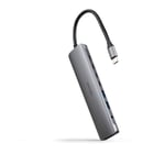 Hub USB-C 8 em 1 Nanocable - USB-C 3.1 para 2 x USB-A 3.0 + 3 x USB-C 3.0 + USB-C PD 100W + HDMI 4K@60Hz + Tomada de áudio 3.5 - Alumínio - 18cm - Cor cinzenta - Nanocable 10.16.4608