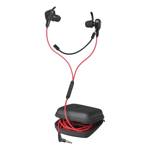 Trust Gaming GXT 408 Auscultadores Cobra com microfone - Microfone amovível - Multiplataforma - Altifalantes activos de 10 mm - Cabo vermelho de 1,20 m - Preto - Trust 23029