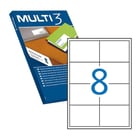 Multi3 Embalagem de 800 etiquetas brancas com rebordo reto, tamanho 97,0X67,7mm, com adesivo permanente para múltiplas utilizações - Multi3 199771