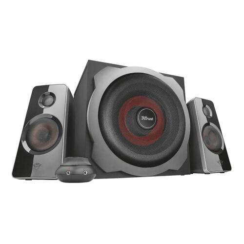Colunas Trust Gaming GXT 38 Tytan 2.1 120W - Subwoofer de madeira 30W - Cabo 1.40m - Cor preta - Trust 19023