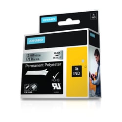 Fita de etiquetas original Dymo Rhino ID1-12 para impressora de etiquetas - Texto preto sobre fundo prateado - Largura 12 mm x 5,5 metros - 18486 - Dymo 306282