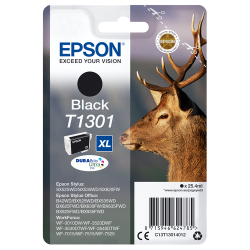 Tinteiro EPSON T1301 Preto XL + RF - Stylus SX525/620, BX525/625 - Epson C13T13014022
