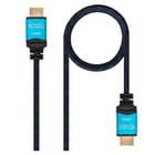 Nanocable HDMI v2.0 Macho para HDMI v2.0 Macho Cabo 0.50m - 4K@60Hz 18Gbps - Alta Velocidade - Nylon Trançado Revestido - Cor Preto/Azul - Nanocable 10.15.3700