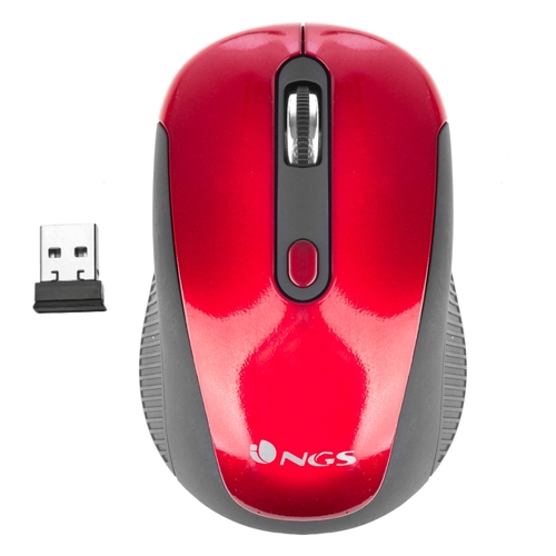 Rato sem fios NGS Haze USB 1600dpi - 3 botões - Utilização ambidestra - Vermelho/Preto - NGS HAZERED