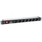 EQUIP REGUA 19" 7 TOMADAS SCHUKO C/ INTE. E PROT.PICOS ALUMINIO - Equip 333309