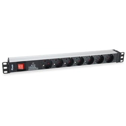 EQUIP REGUA 19" 7 TOMADAS SCHUKO C/ INTE. E PROT.PICOS ALUMINIO - Equip 333309