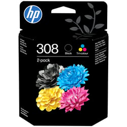 HP 308 Black/Tri-Color Ink Cartridge Combo 2-Pack - HP 6L6S6UE#LS1