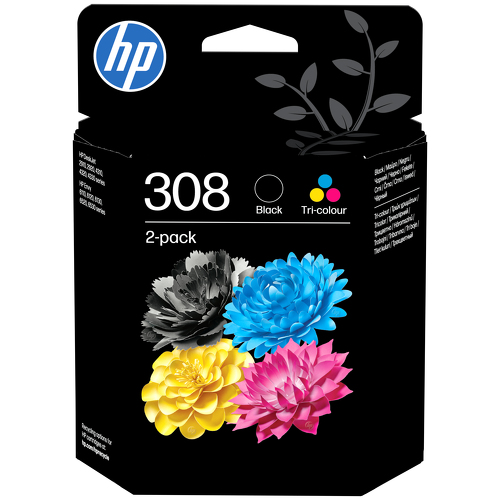 HP 308 Black/Tri-Color Ink Cartridge Combo 2-Pack - HP 6L6S6UE#LS1