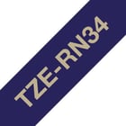 Fita de tecido. Texto ouro sobre fundo azul marinho. Largura: 12mm. Comprimento: 4m - Brother TZe-RN34