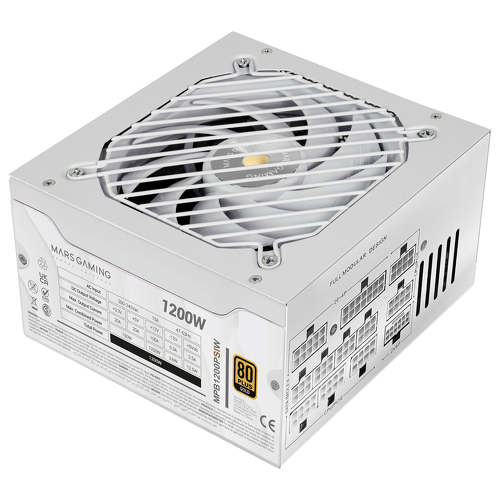 Mars Gaming MPB1200PSI Fonte de alimentação ATX 3.1 totalmente modular, 1200 W, 80 PLUS Gold - Mars Gaming MPB1200PSIW
