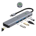 Adaptador Leotec 5 em 1 USB-C para 1xHDMI, 3xUSB-A 3.0, 1xPD 100W+USB-C - Cinzento - Leotec 269142