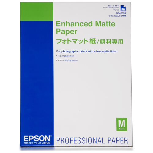 EPSON Enhanced matte paper bright white inkjet 192g/m2 A2 50 sheets 1-pack - Epson C13S042095