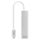 Conversor Nanocable USB-C para Gigabit Ethernet + 3xUSB 3.0 - Alumínio - 15 cm - Cor Prata - Nanocable 10.03.0404