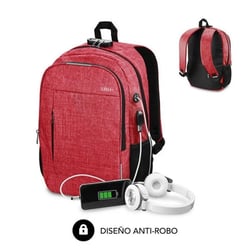 Mochila Subblim Urban Lock System - Sinónimo de segurança - Excelente capacidade de organização - Conector USB para powerbank - Design robusto - Lados ergonómicos - Vermelho - Subblim 234542
