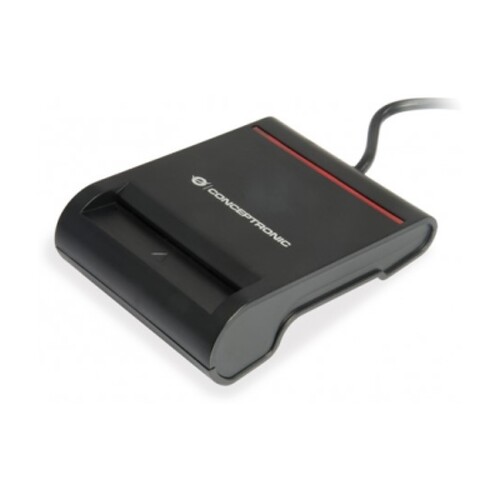 Leitor de cartões de identificação eletrónica 3.0 e eID da Conceptronic - Alimentado por USB 2.0 - Preto - Conceptronic SCR01B